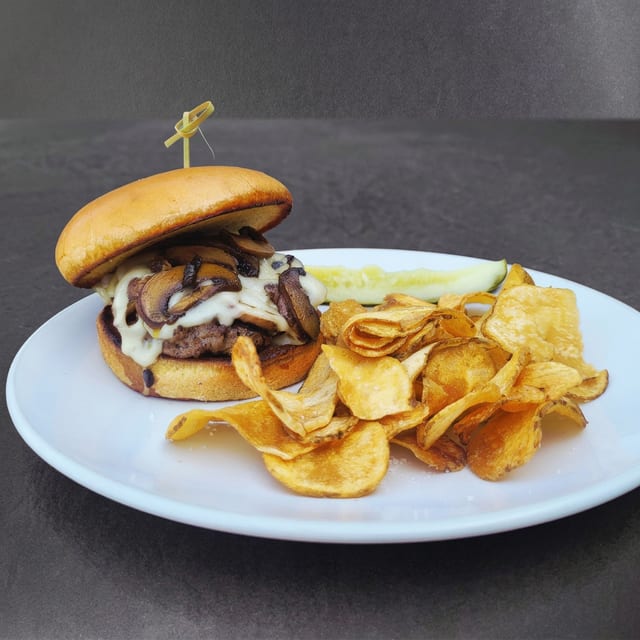 Mushroom & Swiss Burger.